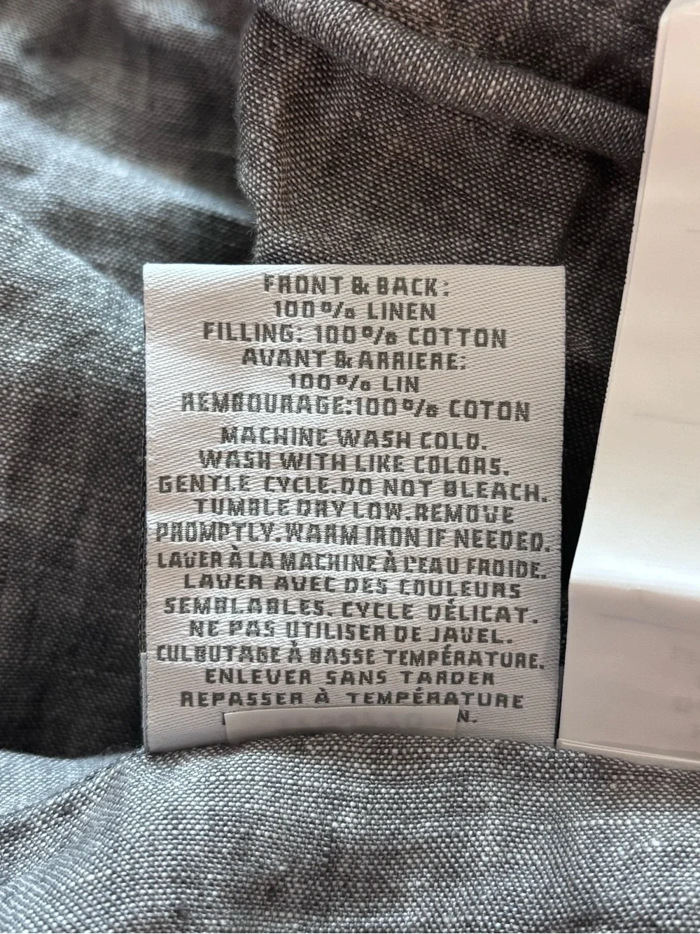 2 Restoration Hardware Gray Vintage Washed Linen Channel Quilted Euro Shams
